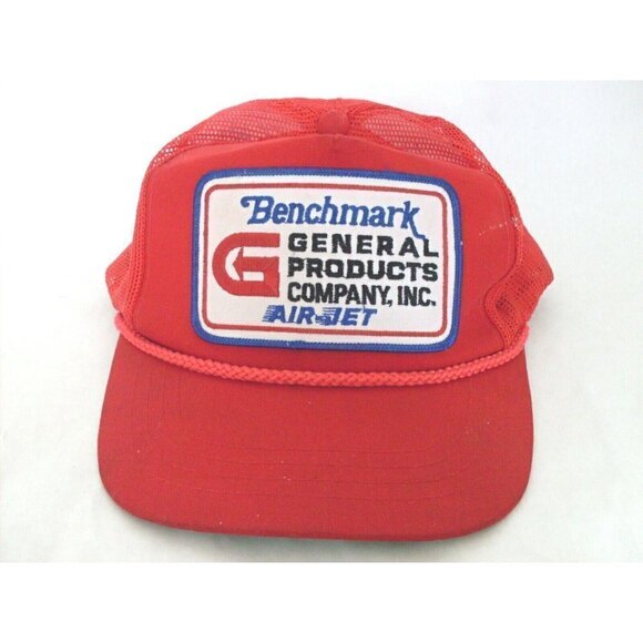 Vintage Benchmark General Products Company Air Jet Embroidered Mesh Snapback Hat - Picture 1 of 7